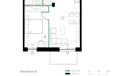 Rzut - Mieszkanie na sprzedaż 2 pokoje o powierzchni 39,63 m² - numer C.10 w Judyma Park