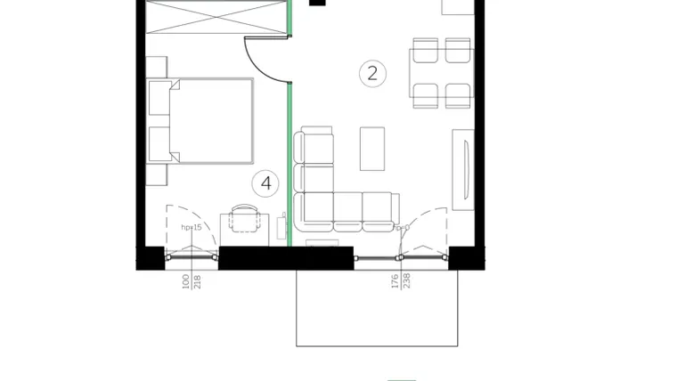 Rzut - Mieszkanie na sprzedaż 2 pokoje o powierzchni 39,63 m² - numer C.10 w Judyma Park