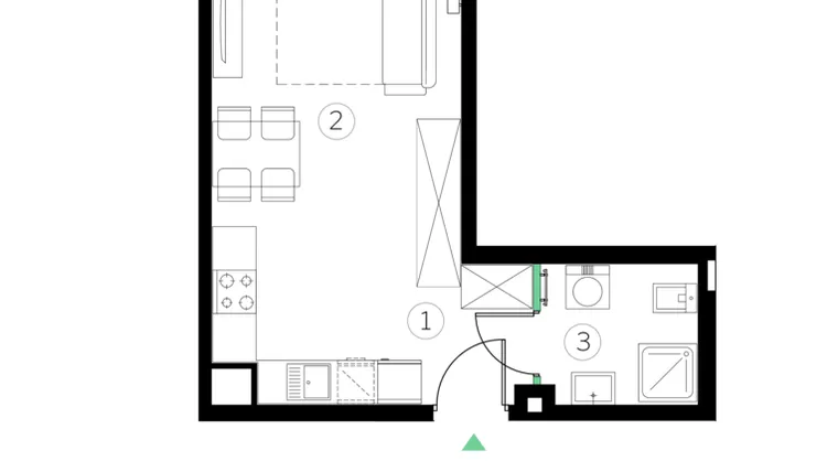 Rzut - Mieszkanie na sprzedaż 1 pokój o powierzchni 28,57 m² - numer C.28 w Judyma Park