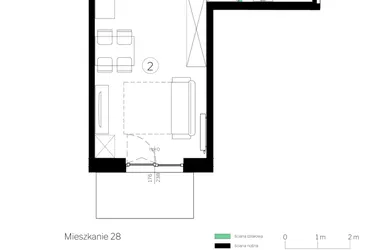 Rzut - Mieszkanie na sprzedaż 1 pokój o powierzchni 28,57 m² - numer D.28 w Judyma Park