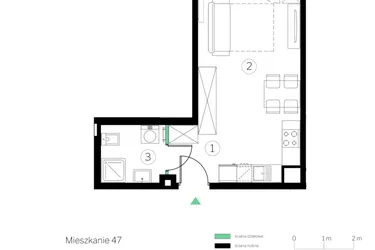 Rzut - Mieszkanie na sprzedaż 1 pokój o powierzchni 28,58 m² - numer C.47 w Judyma Park