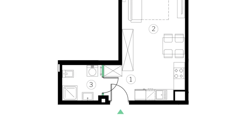 Rzut - Mieszkanie na sprzedaż 1 pokój o powierzchni 28,58 m² - numer C.54 w Judyma Park