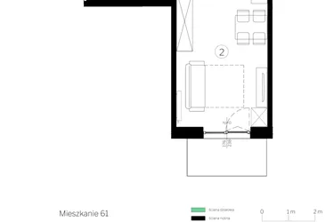 Rzut - Mieszkanie na sprzedaż 1 pokój o powierzchni 28,58 m² - numer D.61 w Judyma Park