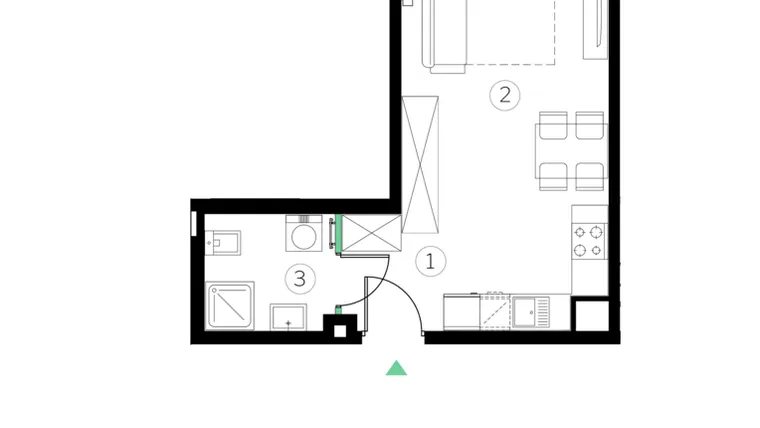 Rzut - Mieszkanie na sprzedaż 1 pokój o powierzchni 28,56 m² - numer C.68 w Judyma Park