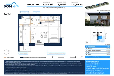 Rzut - Mieszkanie na sprzedaż 3 pokoje o powierzchni 62,85 m² - numer 10A w Nove Janki