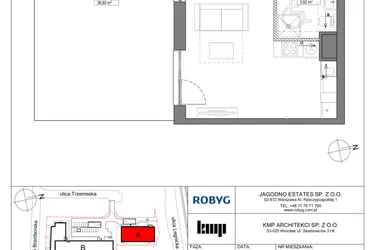Rzut - Mieszkanie na sprzedaż 1 pokój o powierzchni 36,51 m² - numer TR/A/0/7 w Trzemeska Prime Residence