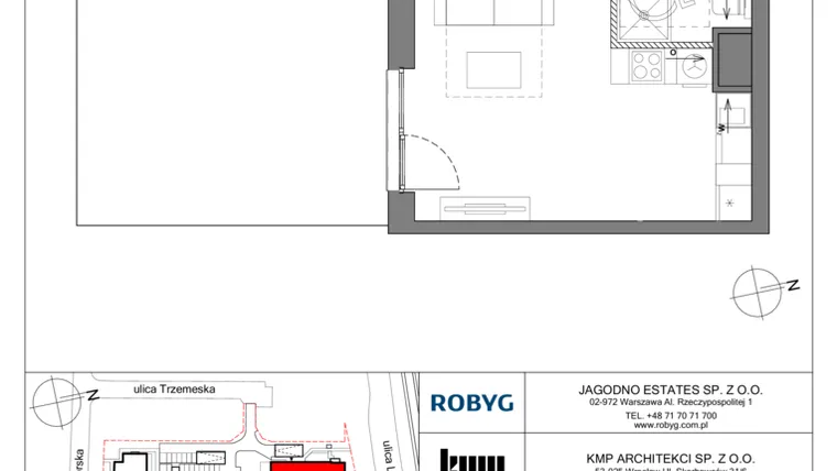Rzut - Mieszkanie na sprzedaż 1 pokój o powierzchni 36,51 m² - numer TR/A/0/7 w Trzemeska Prime Residence