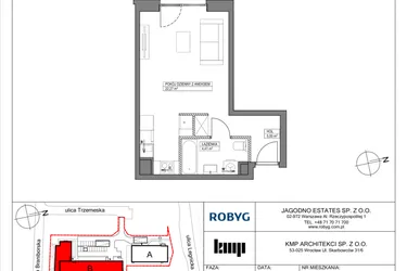 Rzut - Mieszkanie na sprzedaż 1 pokój o powierzchni 31,68 m² - numer TR/B/0/7 w Trzemeska Prime Residence