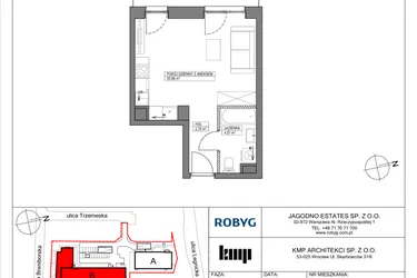 Rzut - Mieszkanie na sprzedaż 1 pokój o powierzchni 27,79 m² - numer TR/B/0/8 w Trzemeska Prime Residence