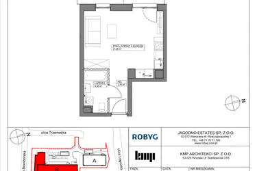 Rzut - Mieszkanie na sprzedaż 1 pokój o powierzchni 28,1 m² - numer TR/C/0/1 w Trzemeska Prime Residence