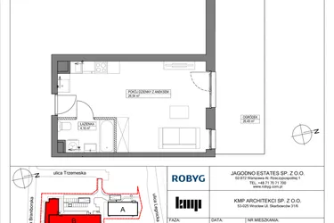 Rzut - Mieszkanie na sprzedaż 1 pokój o powierzchni 30,7 m² - numer TR/C/0/6 w Trzemeska Prime Residence