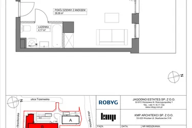 Rzut - Mieszkanie na sprzedaż 1 pokój o powierzchni 30,25 m² - numer TR/C/0/7 w Trzemeska Prime Residence