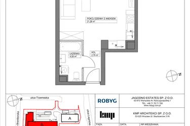 Rzut - Mieszkanie na sprzedaż 1 pokój o powierzchni 28,1 m² - numer TR/C/3/2 w Trzemeska Prime Residence