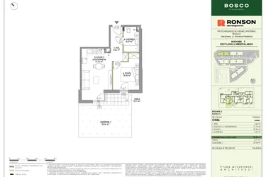 Rzut - Mieszkanie na sprzedaż 2 pokoje o powierzchni 38,35 m² - numer C026 w Bosco