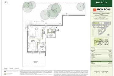 Rzut - Mieszkanie na sprzedaż 3 pokoje o powierzchni 64,92 m² - numer C027 w Bosco