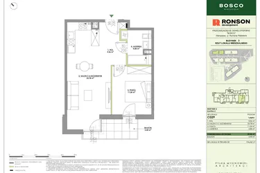 Rzut - Mieszkanie na sprzedaż 2 pokoje o powierzchni 45,06 m² - numer C029 w Bosco