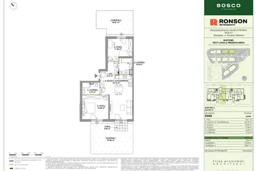 Rzut - Mieszkanie na sprzedaż 3 pokoje o powierzchni 68,07 m² - numer D045 w Bosco
