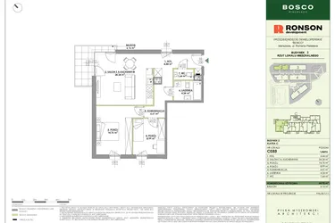 Rzut - Mieszkanie na sprzedaż 3 pokoje o powierzchni 64,92 m² - numer C033 w Bosco