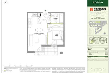 Rzut - Mieszkanie na sprzedaż 2 pokoje o powierzchni 37,63 m² - numer D050 w Bosco