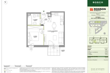 Rzut - Mieszkanie na sprzedaż 2 pokoje o powierzchni 35,85 m² - numer D049 w Bosco