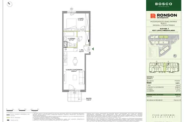Rzut - Mieszkanie na sprzedaż 2 pokoje o powierzchni 45,27 m² - numer E065 w Bosco