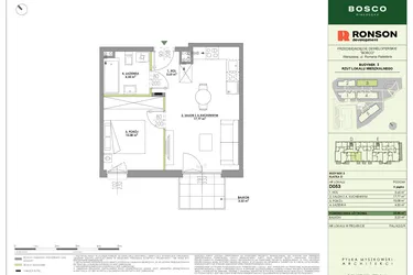 Rzut - Mieszkanie na sprzedaż 2 pokoje o powierzchni 35,85 m² - numer D053 w Bosco