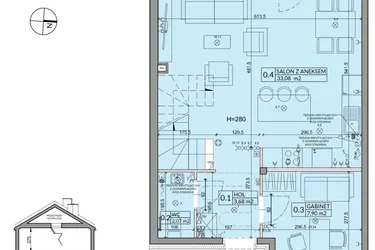 Rzut - Dom na sprzedaż 5 pokoi o powierzchni 95,22 m² - numer 1B w Osiedle Pod Dębem