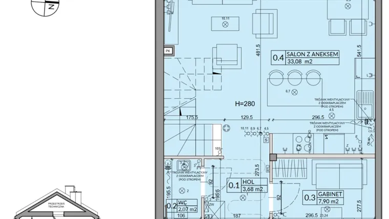 Rzut - Dom na sprzedaż 5 pokoi o powierzchni 95,22 m² - numer 1B w Osiedle Pod Dębem