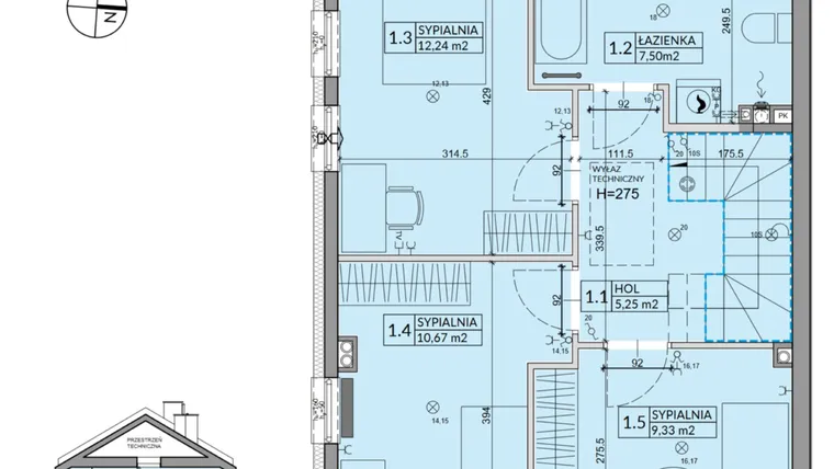 Rzut - Dom na sprzedaż 4 pokoje o powierzchni 95,53 m² - numer 1A w Osiedle Pod Dębem