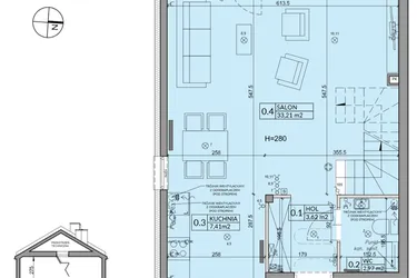 Rzut - Dom na sprzedaż 4 pokoje o powierzchni 95,67 m² - numer 1A w Osiedle Pod Dębem