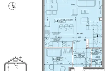 Rzut - Dom na sprzedaż 5 pokoi o powierzchni 95,22 m² - numer 2A w Osiedle Pod Dębem