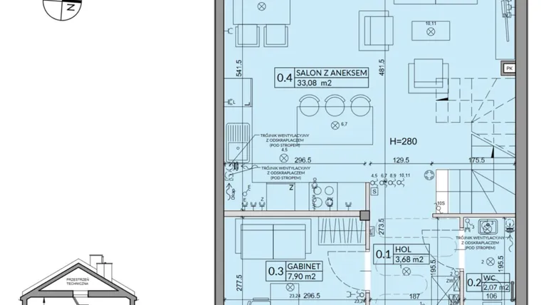 Rzut - Dom na sprzedaż 5 pokoi o powierzchni 95,22 m² - numer 2A w Osiedle Pod Dębem