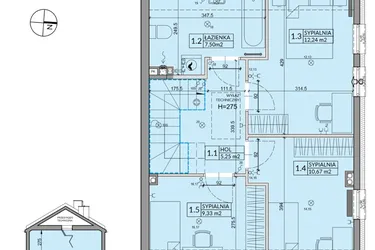 Rzut - Dom na sprzedaż 4 pokoje o powierzchni 95,53 m² - numer 2B w Osiedle Pod Dębem