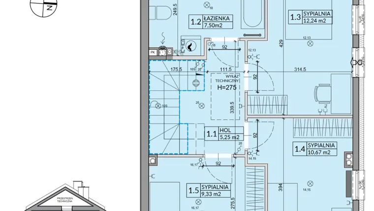 Rzut - Dom na sprzedaż 4 pokoje o powierzchni 95,53 m² - numer 2B w Osiedle Pod Dębem