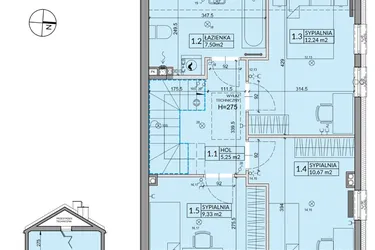Rzut - Dom na sprzedaż 4 pokoje o powierzchni 95,67 m² - numer 2B w Osiedle Pod Dębem