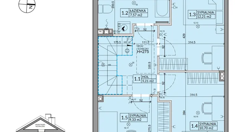 Rzut - Dom na sprzedaż 5 pokoi o powierzchni 95,22 m² - numer 3B w Osiedle Pod Dębem