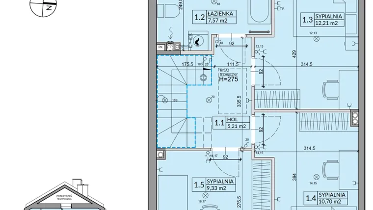 Rzut - Dom na sprzedaż 5 pokoi o powierzchni 95,22 m² - numer 5B w Osiedle Pod Dębem