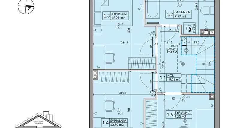 Rzut - Dom na sprzedaż 5 pokoi o powierzchni 95,22 m² - numer 4A w Osiedle Pod Dębem