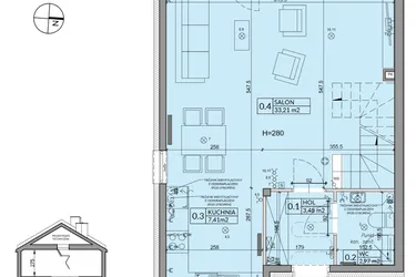 Rzut - Dom na sprzedaż 4 pokoje o powierzchni 95,53 m² - numer 3A w Osiedle Pod Dębem