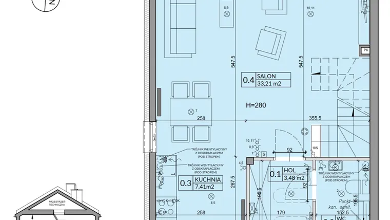 Rzut - Dom na sprzedaż 4 pokoje o powierzchni 95,53 m² - numer 3A w Osiedle Pod Dębem