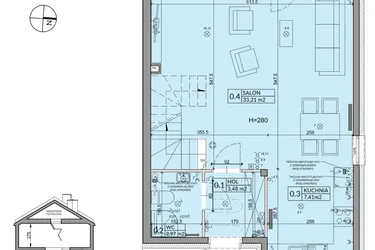 Rzut - Dom na sprzedaż 4 pokoje o powierzchni 95,53 m² - numer 6B w Osiedle Pod Dębem