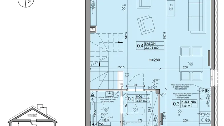 Rzut - Dom na sprzedaż 4 pokoje o powierzchni 95,53 m² - numer 6B w Osiedle Pod Dębem