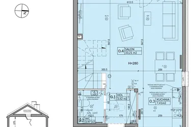 Rzut - Dom na sprzedaż 4 pokoje o powierzchni 95,67 m² - numer 6B w Osiedle Pod Dębem
