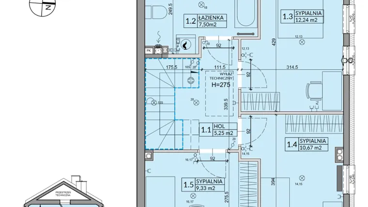 Rzut - Dom na sprzedaż 4 pokoje o powierzchni 95,53 m² - numer 4B w Osiedle Pod Dębem