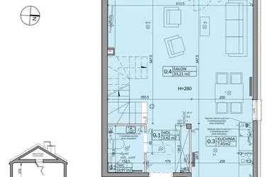 Rzut - Dom na sprzedaż 4 pokoje o powierzchni 95,67 m² - numer 4B w Osiedle Pod Dębem