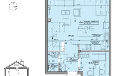 Rzut - Dom na sprzedaż 5 pokoi o powierzchni 95,22 m² - numer 7B w Osiedle Pod Dębem