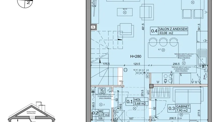 Rzut - Dom na sprzedaż 5 pokoi o powierzchni 95,22 m² - numer 7B w Osiedle Pod Dębem