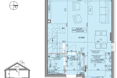 Rzut - Dom na sprzedaż 4 pokoje o powierzchni 95,53 m² - numer 8B w Osiedle Pod Dębem