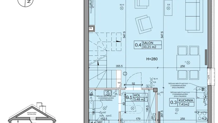 Rzut - Dom na sprzedaż 4 pokoje o powierzchni 95,53 m² - numer 8B w Osiedle Pod Dębem