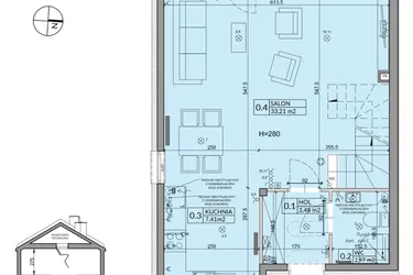 Rzut - Dom na sprzedaż 4 pokoje o powierzchni 95,53 m² - numer 5A w Osiedle Pod Dębem